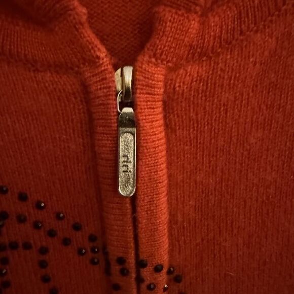 RAW Cashmere deep orange ombre hoodie with crystal and embellished details S - Picture 4 of 16